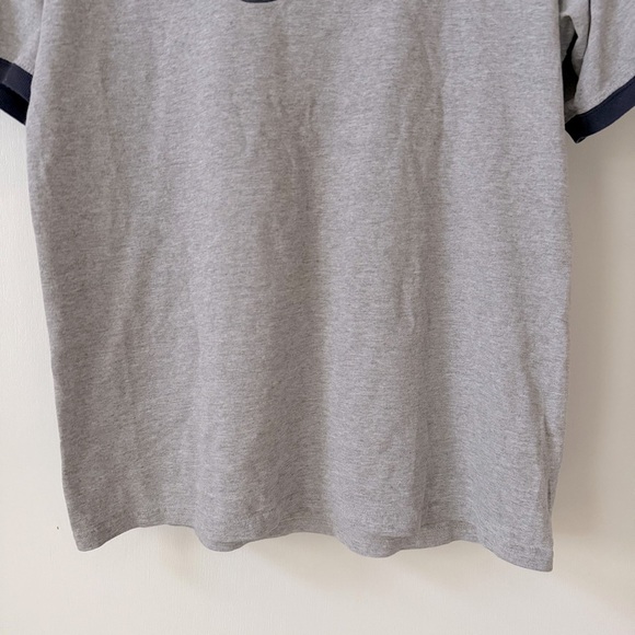 Nike Gray and Navy Blue Center Swoosh Short Sleeve Ringer Tee Size Large 14/16 - Picture 8 of 9